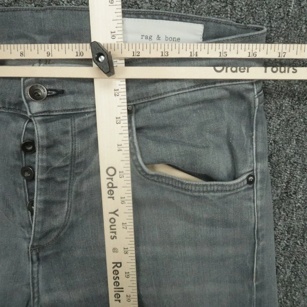 rag &‎ bone Jeans Men 33x35 Silver Gray Fit 1 Skinny 5 Pocket Button